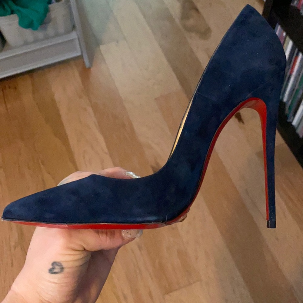 Blue suede Louboutin So Kates sz 39 (US 8.5)- perfect red bottoms